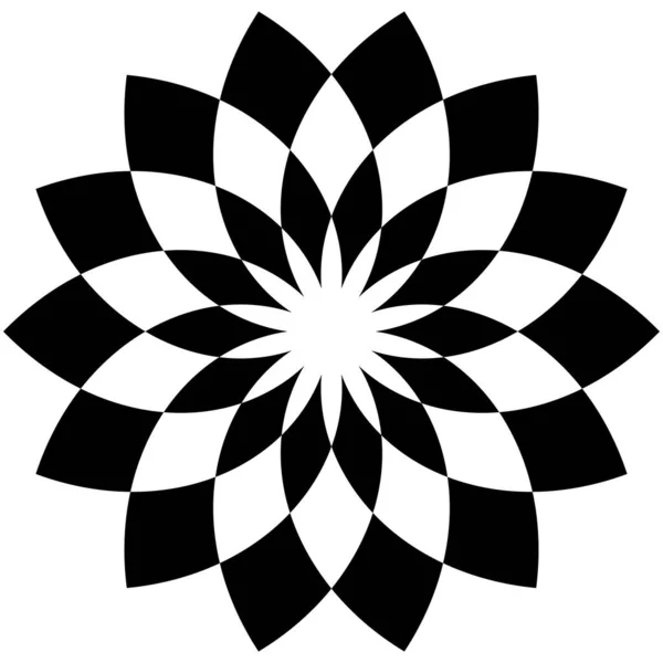 交互に花弁を持つ幾何学的な花の形 放射状の円形の蓮の形のベクトル図 — ストックベクタ