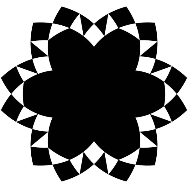 Геометрическая Форма Цветка Чередующимися Лепестками Радиальная Излучающая Круговая Иллюстрация Вектора — стоковый вектор