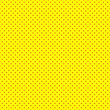 Popart, noktacı-noktacı-noktacılık kusursuz kırmızı, sarı daireler, noktalar, noktalı desen, çember arka plan. Vektör