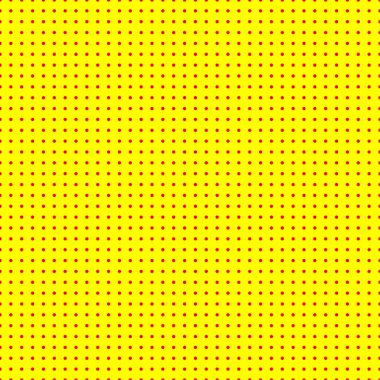 Popart, noktacı-noktacı-noktacılık kusursuz kırmızı, sarı daireler, noktalar, noktalı desen, çember arka plan. Vektör