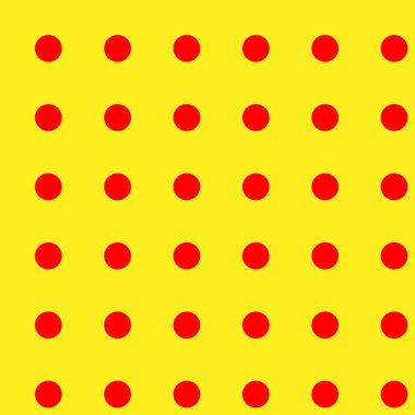 Popart, noktacı-noktacı-noktacılık kusursuz kırmızı, sarı daireler, noktalar, noktalı desen, çember arka plan. Vektör