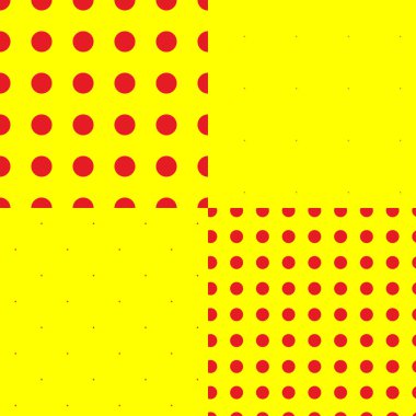 Pop-art, noktacı-noktacı-noktacı-noktacı-noktasız kırmızı, sarı daireler, noktalar, noktalı desen, daireler arka plan. Desen, arkaplan ayarlandı