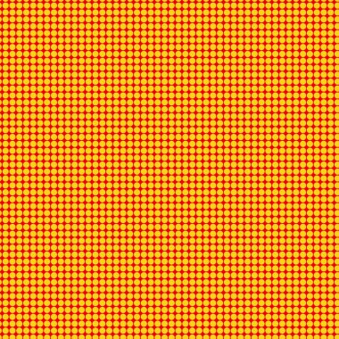 Popart, noktacı-noktacı-noktacılık kusursuz kırmızı, sarı daireler, noktalar, noktalı desen, çember arka plan. Vektör