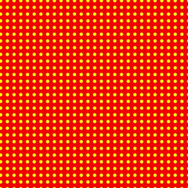 Popart, noktacı-noktacı-noktacılık kusursuz kırmızı, sarı daireler, noktalar, noktalı desen, çember arka plan. Vektör