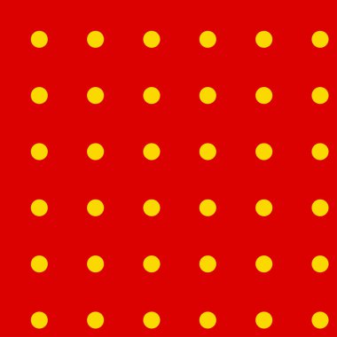 Popart, noktacı-noktacı-noktacılık kusursuz kırmızı, sarı daireler, noktalar, noktalı desen, çember arka plan. Vektör