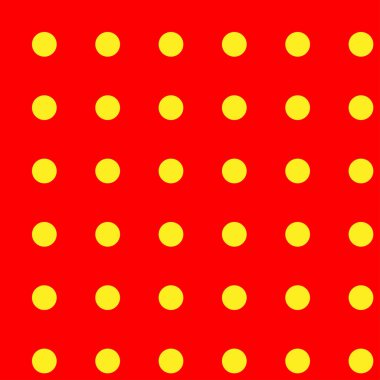 Popart, noktacı-noktacı-noktacılık kusursuz kırmızı, sarı daireler, noktalar, noktalı desen, çember arka plan. Vektör