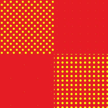 Pop-art, noktacı-noktacı-noktacı-noktacı-noktasız kırmızı, sarı daireler, noktalar, noktalı desen, daireler arka plan. Desen, arkaplan ayarlandı