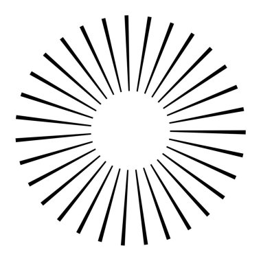 Dairesel dairesel, yayılan çizgiler, ışınlar, ışınlar. Geometrik çember vektör çizimi. Döngüsel konsantrasyon deseni