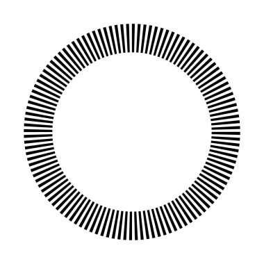 Dairesel dairesel, yayılan çizgiler, ışınlar, ışınlar. Geometrik çember vektör çizimi. Döngüsel konsantrasyon deseni