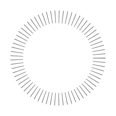 Dairesel dairesel, yayılan çizgiler, ışınlar, ışınlar. Geometrik çember vektör çizimi. Döngüsel konsantrasyon deseni