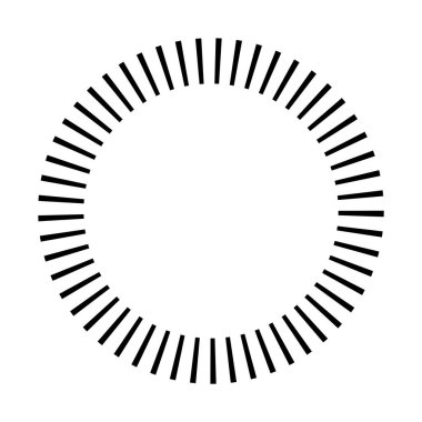 Dairesel dairesel, yayılan çizgiler, ışınlar, ışınlar. Geometrik çember vektör çizimi. Döngüsel konsantrasyon deseni