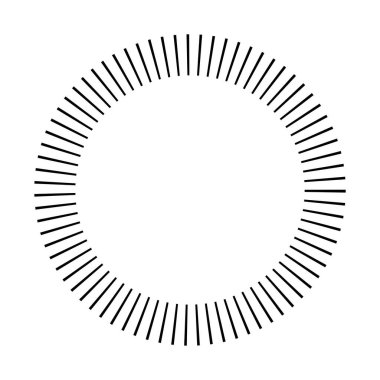 Dairesel dairesel, yayılan çizgiler, ışınlar, ışınlar. Geometrik çember vektör çizimi. Döngüsel konsantrasyon deseni