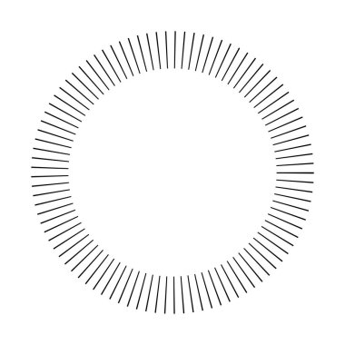 Dairesel dairesel, yayılan çizgiler, ışınlar, ışınlar. Geometrik çember vektör çizimi. Döngüsel konsantrasyon deseni