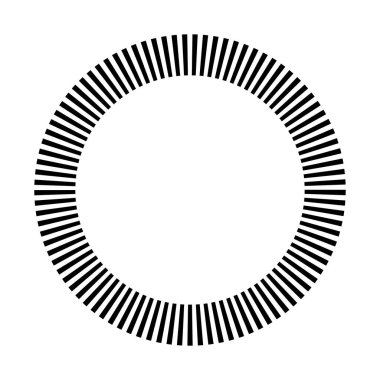 Dairesel dairesel, yayılan çizgiler, ışınlar, ışınlar. Geometrik çember vektör çizimi. Döngüsel konsantrasyon deseni