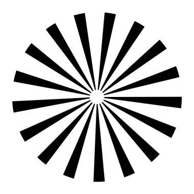 Dairesel dairesel, yayılan çizgiler, ışınlar, ışınlar. Geometrik çember vektör çizimi. Döngüsel konsantrasyon deseni