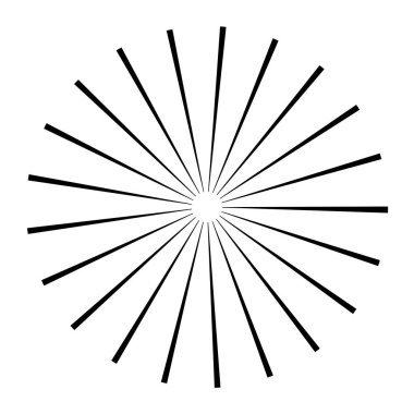 Dairesel dairesel, yayılan çizgiler, ışınlar, ışınlar. Geometrik çember vektör çizimi. Döngüsel konsantrasyon deseni