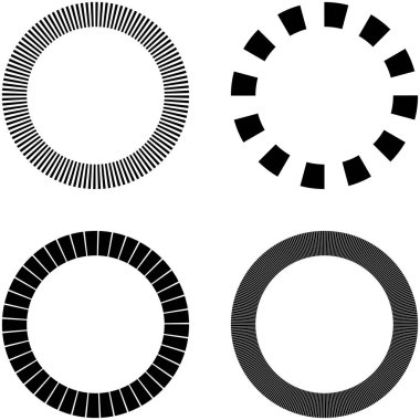 Dairesel radyal set, yayılan çizgiler, ışınlar, ışınlar. Geometrik çember vektör çizimi. Döngüsel konsantrasyon deseni
