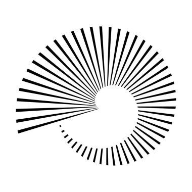 Dairesel dairesel, yayılan çizgiler, ışınlar, ışınlar. Geometrik çember vektör çizimi. Döngüsel konsantrasyon deseni