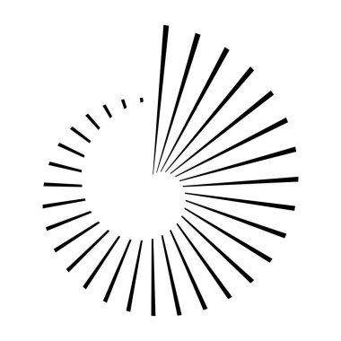 Dairesel dairesel, yayılan çizgiler, ışınlar, ışınlar. Geometrik çember vektör çizimi. Döngüsel konsantrasyon deseni