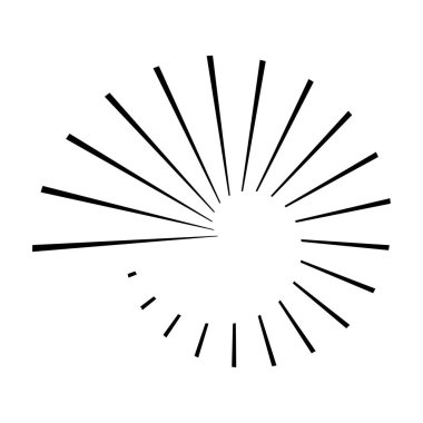 Dairesel dairesel, yayılan çizgiler, ışınlar, ışınlar. Geometrik çember vektör çizimi. Döngüsel konsantrasyon deseni