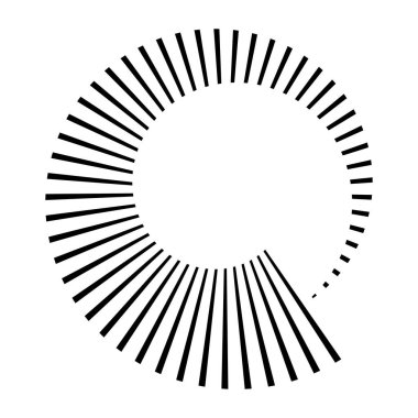 Dairesel dairesel, yayılan çizgiler, ışınlar, ışınlar. Geometrik çember vektör çizimi. Döngüsel konsantrasyon deseni