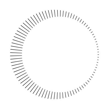 Dairesel dairesel, yayılan çizgiler, ışınlar, ışınlar. Geometrik çember vektör çizimi. Döngüsel konsantrasyon deseni
