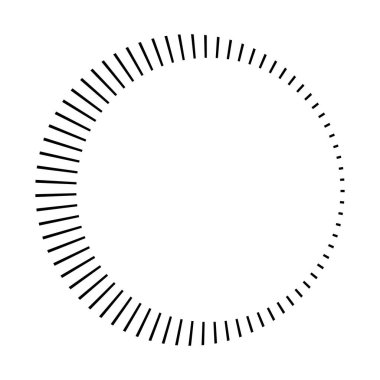 Dairesel dairesel, yayılan çizgiler, ışınlar, ışınlar. Geometrik çember vektör çizimi. Döngüsel konsantrasyon deseni