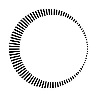Dairesel dairesel, yayılan çizgiler, ışınlar, ışınlar. Geometrik çember vektör çizimi. Döngüsel konsantrasyon deseni