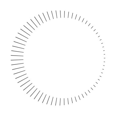 Dairesel dairesel, yayılan çizgiler, ışınlar, ışınlar. Geometrik çember vektör çizimi. Döngüsel konsantrasyon deseni