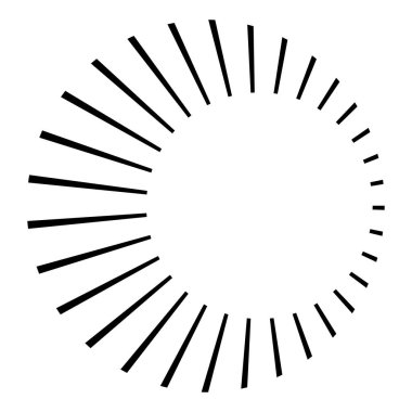 Dairesel dairesel, yayılan çizgiler, ışınlar, ışınlar. Geometrik çember vektör çizimi. Döngüsel konsantrasyon deseni