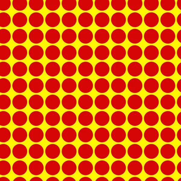 Popart Pointillist Pointillism Vermelho Sem Costura Círculos Amarelos Pontos Padrão — Vetor de Stock