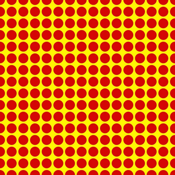 Popart Puntillista Puntillismo Rojo Sin Costuras Círculos Amarillos Puntos Patrón — Vector de stock