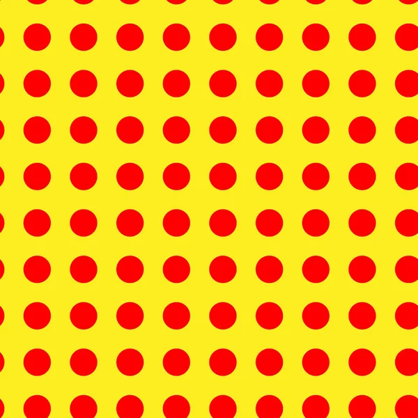 Popart Puntillista Puntillismo Rojo Sin Costuras Círculos Amarillos Puntos Patrón — Archivo Imágenes Vectoriales