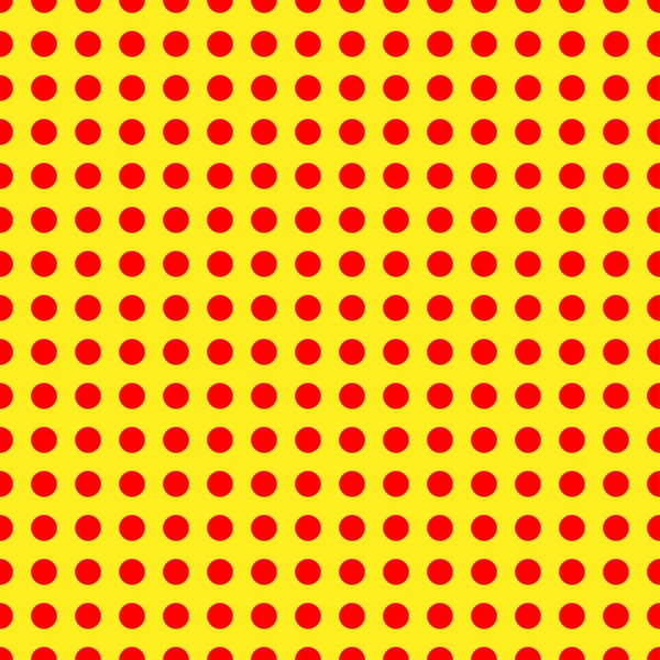 Popart Pointillist Pointillism Vermelho Sem Costura Círculos Amarelos Pontos Padrão — Vetor de Stock