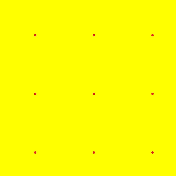 Popart Pointilliste Pointillisme Rouge Sans Couture Cercles Jaunes Points Motif — Image vectorielle