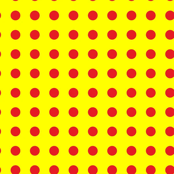 Popart Pointilliste Pointillisme Rouge Sans Couture Cercles Jaunes Points Motif — Image vectorielle