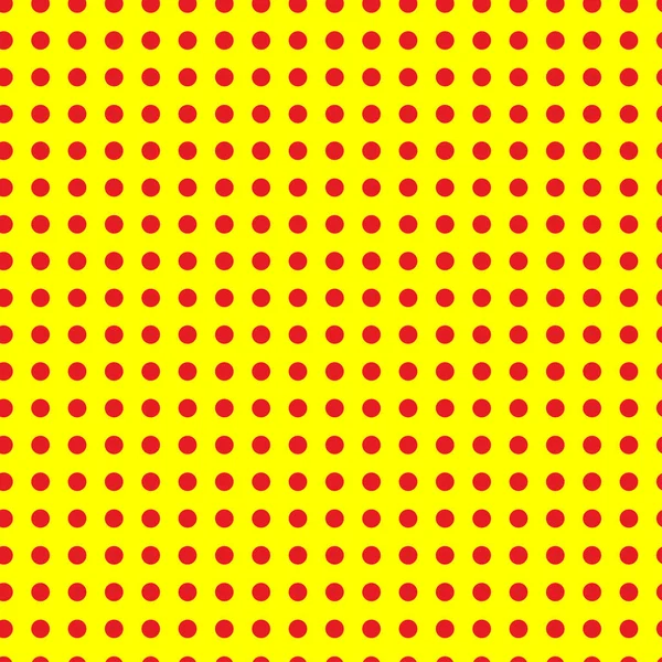 Popart Pointillist Pointillism Vermelho Sem Costura Círculos Amarelos Pontos Padrão — Vetor de Stock