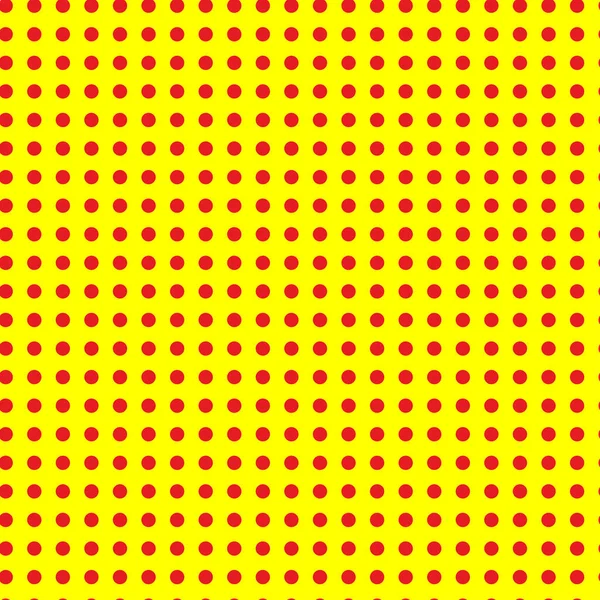 Popart Pointilliste Pointillisme Rouge Sans Couture Cercles Jaunes Points Motif — Image vectorielle