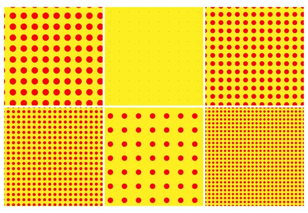 Pop Art Pointilliste Pointillisme Sans Couture Rouge Cercles Jaunes Points — Image vectorielle