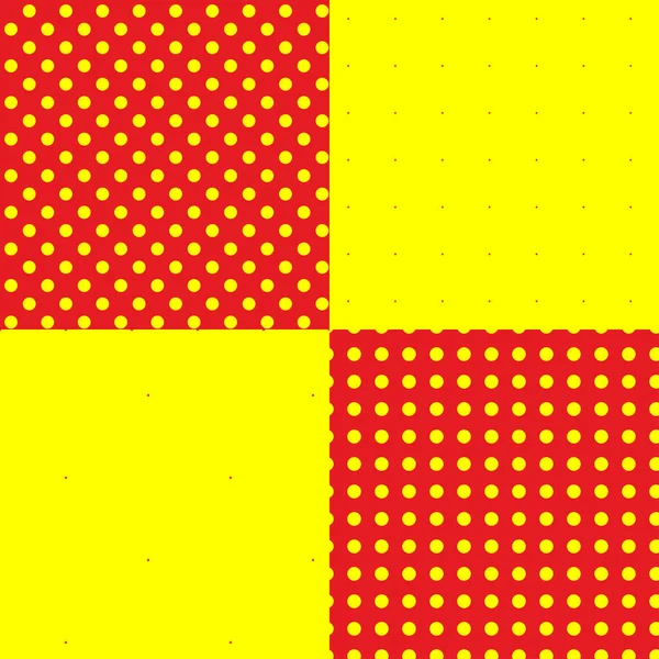 Pop Art Puntillista Puntillismo Rojo Sin Costuras Círculos Amarillos Puntos — Archivo Imágenes Vectoriales
