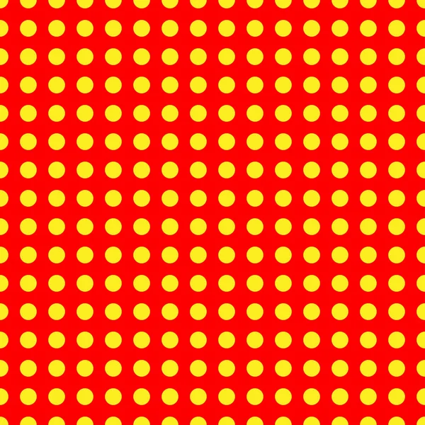 Popart, noktacı-noktacı-noktacılık kusursuz kırmızı, sarı daireler, noktalar, noktalı desen, çember arka plan. Vektör