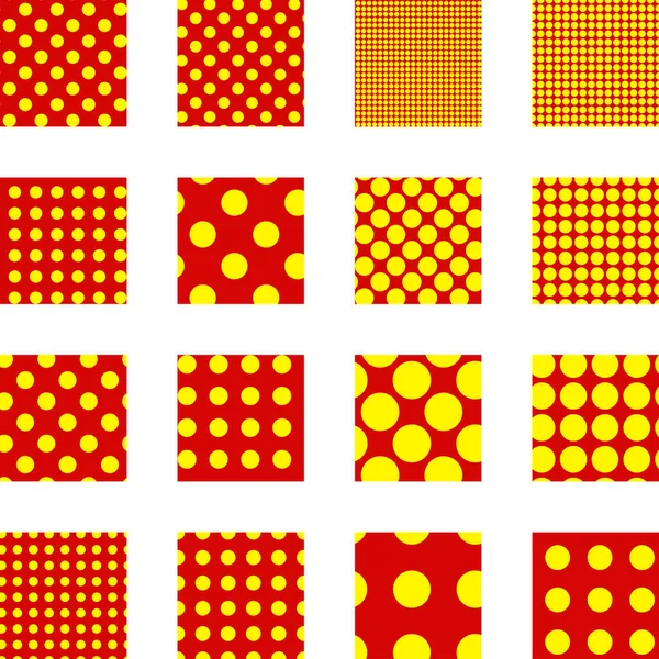 Pop Art Pointilliste Pointillisme Sans Couture Rouge Cercles Jaunes Points — Image vectorielle