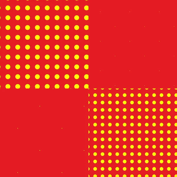 ポップアート ポインティリスト ポインティシズムシームレスな赤 黄色の円 ドット 点線のパターン 円の背景 パターン 背景セット — ストックベクタ