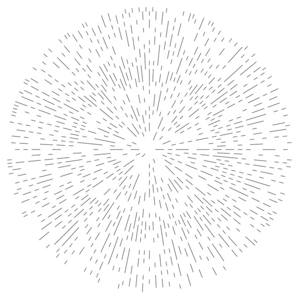 Lignes Radiales Rayonnantes Élément Éclatement Abstrait Volute Tourbillonnante Concentrique Rayures — Image vectorielle