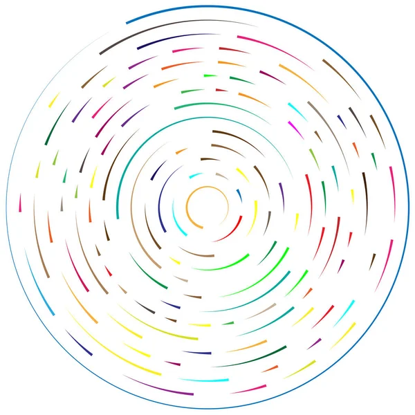 Lignes Radiales Rayonnantes Élément Éclatement Abstrait Volute Tourbillonnante Concentrique Rayures — Image vectorielle