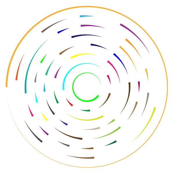 Lignes Radiales Rayonnantes Élément Éclatement Abstrait Volute Tourbillonnante Concentrique Rayures — Image vectorielle