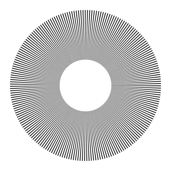 円形の放射線 放射線 ビーム 幾何学的円ベクトル図 環状ループ同心円状パターン — ストックベクタ