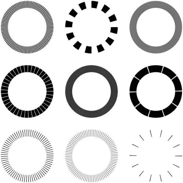 Σύνολο Κυκλικών Ακτινωτών Ακτινωτών Γραμμών Δοκών Ακτίνων Γεωμετρική Διανυσματική Απεικόνιση — Διανυσματικό Αρχείο