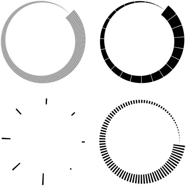 Set Von Kreisförmigen Radialen Abstrahlenden Linien Strahlen Strahlen Geometrische Kreisvektordarstellung — Stockvektor