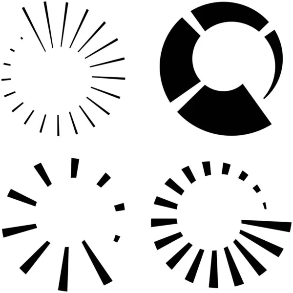 Set Van Cirkelvormige Radiale Stralende Lijnen Stralen Stralen Geometrische Cirkel — Stockvector